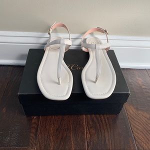 JCrew white leather sandals